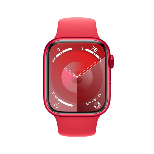 Apple Watch Series 9 GPS + Cellular, Aluminium (PRODUCT)RED, 45mm mit Sportarmband, (PRODUCT)RED - M/L>