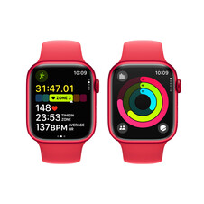 Apple Watch Series 9 GPS + Cellular, Aluminium (PRODUCT)RED, 45mm mit Sportarmband, (PRODUCT)RED - M/L&gt;