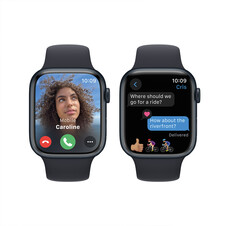 Apple Watch Series 9 GPS, Aluminium mitternacht, 45mm mit Sportarmband, mitternacht - S/M>
