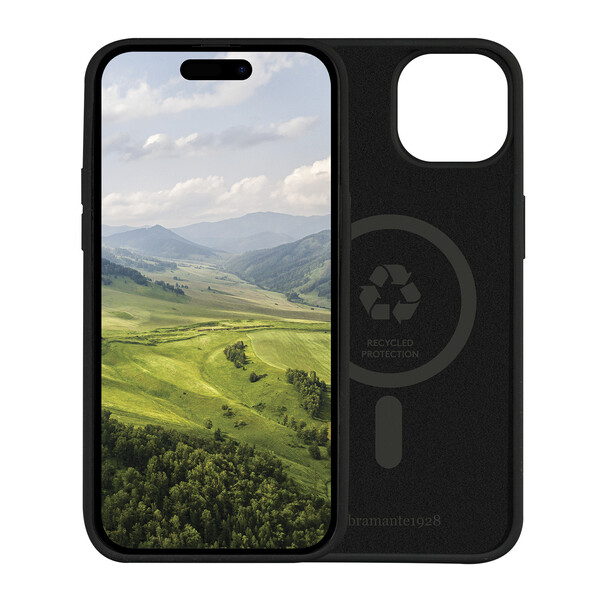 dbramante Monaco Silikon Case mit MagSafe für iPhone 13/14/15/16e, schwarz