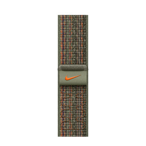 Sie sehen das Produkt Apple Watch 41mm Nike Sport Loop, sequoia/orange, Produktbild: 01 Apple Watch 41mm Nike Sport Loop, sequoia/orange