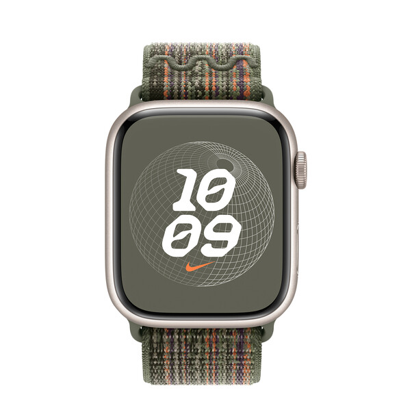 Apple Watch 45mm Nike Sport Loop, sequoia/orange>