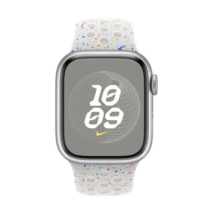 Sie sehen das Produktbild 03 von Apple Watch 41mm Nike Sportarmband, Pure Platinum, S/M> Apple Watch 41mm Nike Sportarmband, Pure Platinum, S/M>