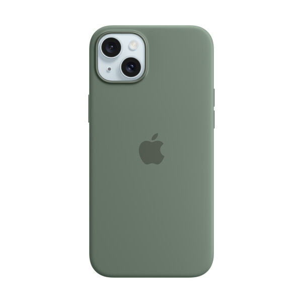 Sie sehen das Produktbild 01 von Apple iPhone 15 Plus Silikon Case mit MagSafe, zypresse grün> Apple iPhone 15 Plus Silikon Case mit MagSafe, zypresse grün