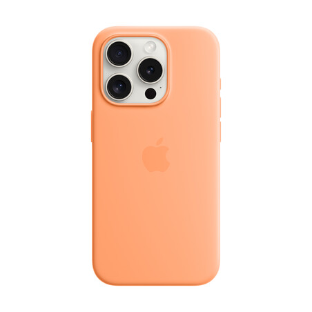 Apple iPhone 15 Pro Silikon Case mit MagSafe, Sorbet orange&gt;