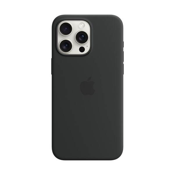 Apple iPhone 15 Pro Max Silikon Case mit MagSafe, schwarz&gt;