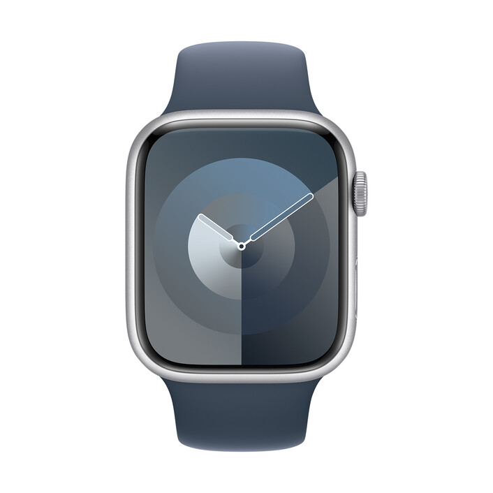 Apple Watch 45mm Sportarmband, sturmblau, S/M>