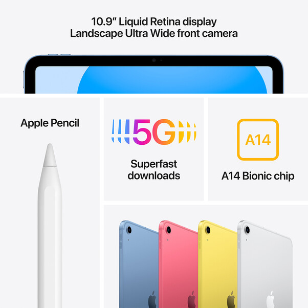 iPad Wi-Fi + Cellular, 256GB, blau, 10.9" (10.Gen.)
