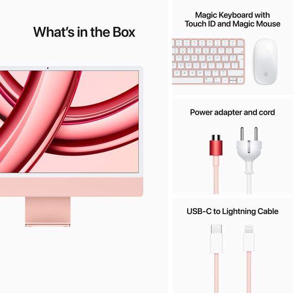 iMac 24&quot; mit 4.5K Retina Display, M3 Chip 8-Core CPU und 10-Core GPU, 8GB, 256GB SSD, pink&gt;