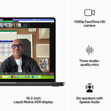 MacBook Pro 16" mit M3 Pro Chip 12-Core CPU und 18-Core GPU, 18GB, 512GB SSD, space schwarz>