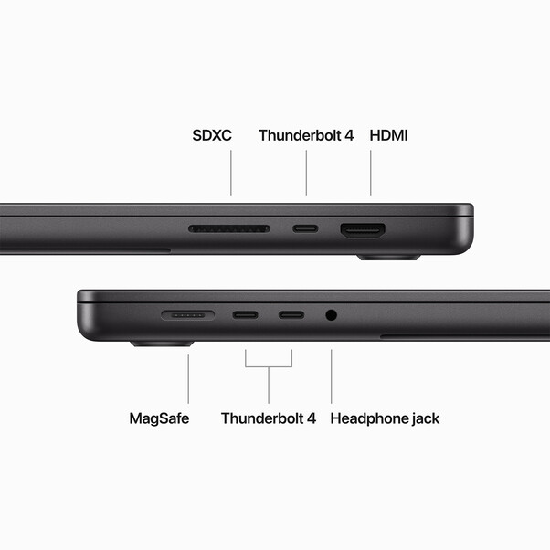 MacBook Pro 16" mit M3 Pro Chip 12-Core CPU und 18-Core GPU, 18GB, 512GB SSD, space schwarz>