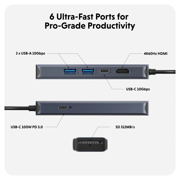 Sie sehen das Produktbild 05 von Hyper - HyperDrive Next 6-Port-USB-C-Hub, mitternachtblau Hyper - HyperDrive Next 6-Port-USB-C-Hub, mitternachtblau