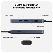 Sie sehen das Produktbild 05 von Hyper - HyperDrive Next 6-Port-USB-C-Hub, mitternachtblau Hyper - HyperDrive Next 6-Port-USB-C-Hub, mitternachtblau