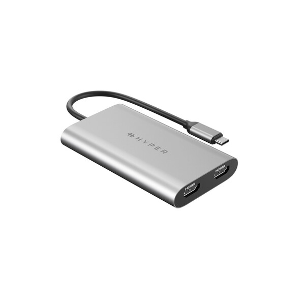 Sie sehen das Produktbild 01 von Hyper - HyperDrive Dual 4K HDMI Adapter für M1/M2/M3 MacBook, silber Hyper - HyperDrive Dual 4K HDMI Adapter für M1/M2/M3 MacBook, silber