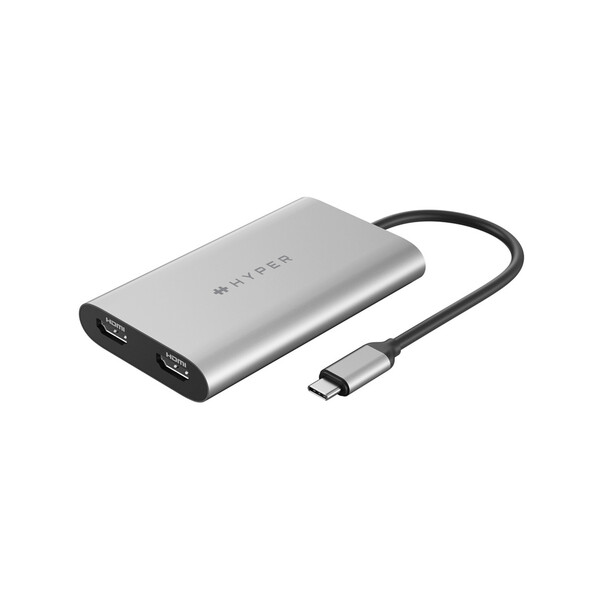 Sie sehen das Produktbild 02 von Hyper - HyperDrive Dual 4K HDMI Adapter für M1/M2/M3 MacBook, silber Hyper - HyperDrive Dual 4K HDMI Adapter für M1/M2/M3 MacBook, silber