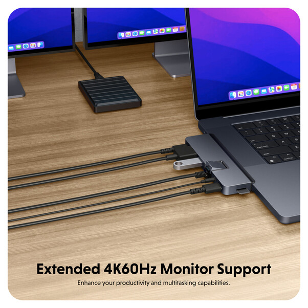Sie sehen das Produktbild 04 von Hyper - HyperDrive DUO PRO 7-in-2 USB-C Hub, mitternachtsblau Hyper - HyperDrive DUO PRO 7-in-2 USB-C Hub, mitternachtsblau