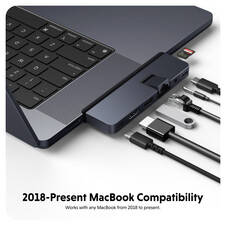 Sie sehen das Produktbild 09 von Hyper - HyperDrive DUO PRO 7-in-2 USB-C Hub, mitternachtsblau Hyper - HyperDrive DUO PRO 7-in-2 USB-C Hub, mitternachtsblau