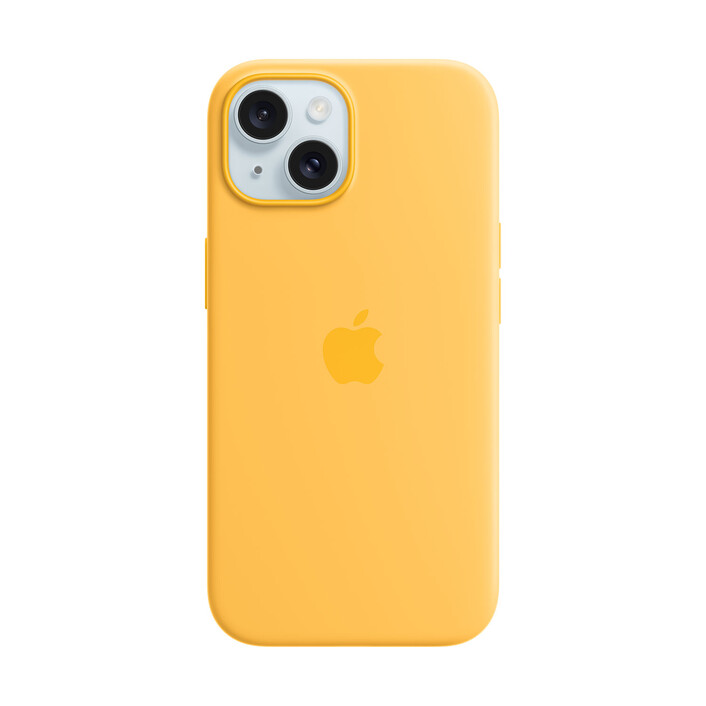 Sie sehen das Produktbild 01 von Apple iPhone 15 Silikon Case mit MagSafe, gelb Apple iPhone 15 Silikon Case mit MagSafe, gelb