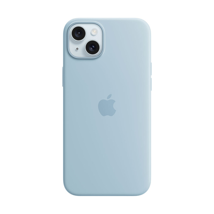 Apple iPhone 15 Plus Silikon Case mit MagSafe, hellblau>