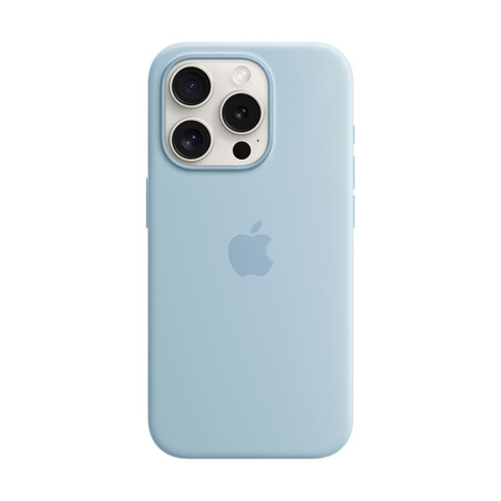 Sie sehen das Produktbild 01 von Apple iPhone 15 Pro Silikon Case mit MagSafe, hellblau Apple iPhone 15 Pro Silikon Case mit MagSafe, hellblau