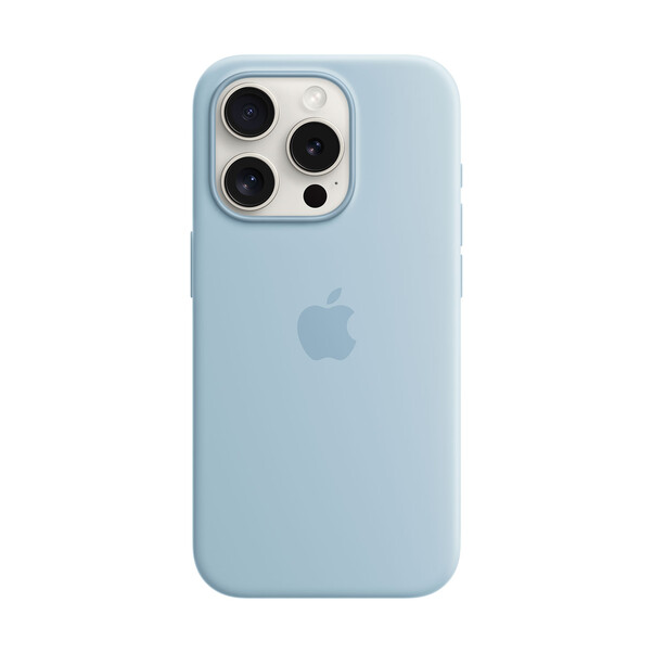 Sie sehen das Produktbild 01 von Apple iPhone 15 Pro Silikon Case mit MagSafe, hellblau Apple iPhone 15 Pro Silikon Case mit MagSafe, hellblau