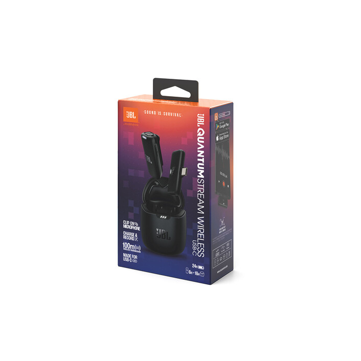 JBL Quantum Stream tragbares, kabelloses Streaming-Mikrofon, USB-C, schwarz