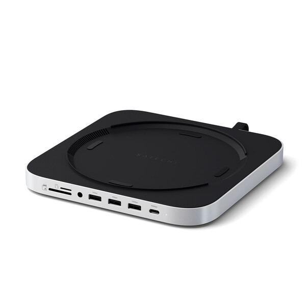 Sie sehen das Produktbild 01 von Satechi Aluminium Stand Hub für Mac mini M1/M2 mit NVMe SSD Gehäuse, silber Satechi Aluminium Stand Hub für Mac mini M1/M2 mit NVMe SSD Gehäuse, silber