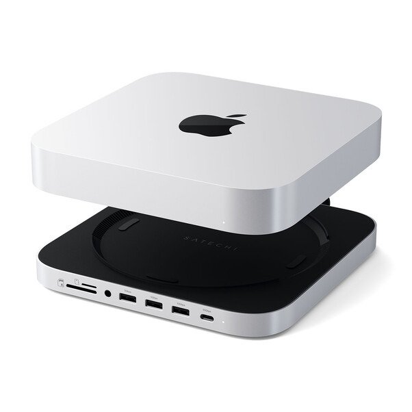 Sie sehen das Produktbild 03 von Satechi Aluminium Stand Hub für Mac mini M1/M2 mit NVMe SSD Gehäuse, silber Satechi Aluminium Stand Hub für Mac mini M1/M2 mit NVMe SSD Gehäuse, silber