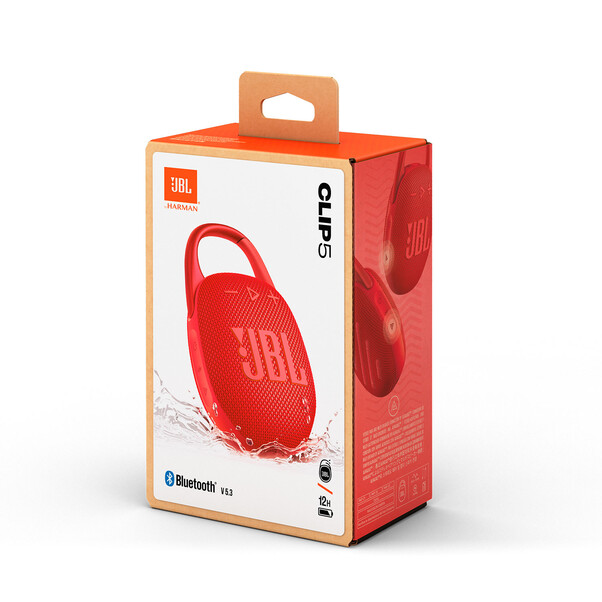 JBL Clip5, Bluetooth-Lautsprecher mit Karabinerhaken, rot