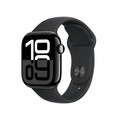 Apple Watch Series 10 GPS + Cellular, Aluminium diamantschwarz, 42mm mit Sportarmband, schwarz - S/M>