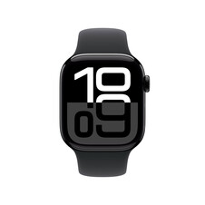 Apple Watch Series 10 GPS + Cellular, Aluminium diamantschwarz, 42mm mit Sportarmband, schwarz - S/M