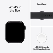 Apple Watch Series 10 GPS + Cellular, Aluminium diamantschwarz, 42mm mit Sportarmband, schwarz - S/M
