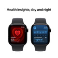 Apple Watch Series 10 GPS + Cellular, Aluminium diamantschwarz, 42mm mit Sportarmband, schwarz - M/L