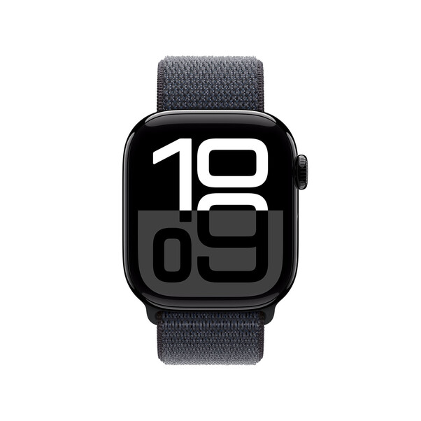 Apple Watch Series 10 GPS + Cellular, Aluminium diamantschwarz, 42mm mit Sport Loop, tinte