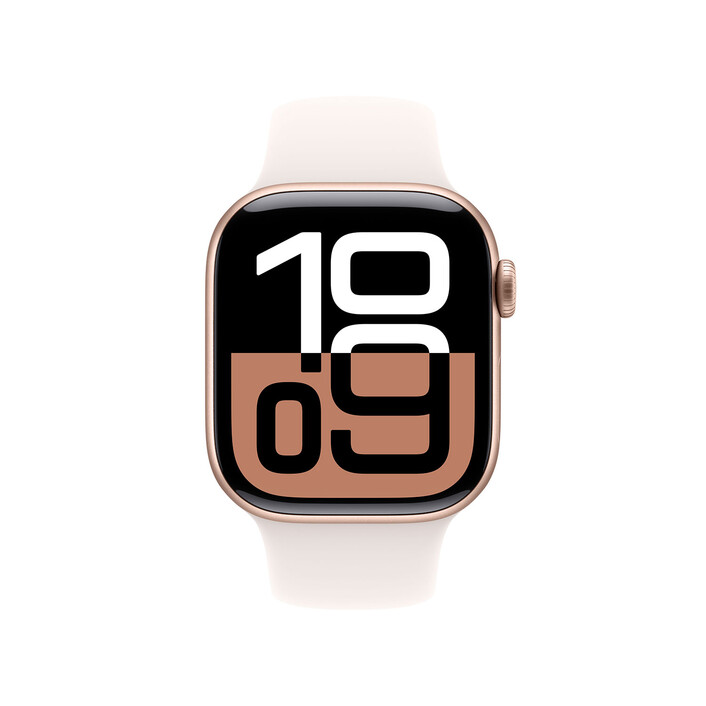 Apple Watch Series 10 GPS + Cellular, Aluminium rosé, 42mm mit Sportarmband, hellrosa - S/M>