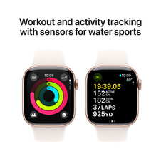 Apple Watch Series 10 GPS + Cellular, Aluminium rosé, 42mm mit Sportarmband, hellrosa - S/M