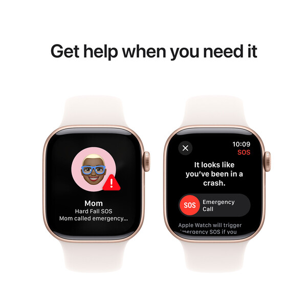 Apple Watch Series 10 GPS + Cellular, Aluminium rosé, 42mm mit Sportarmband, hellrosa - S/M