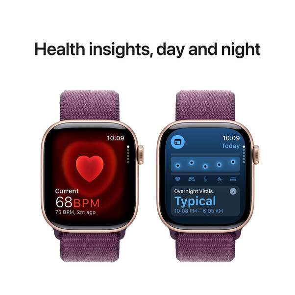 Apple Watch Series 10 GPS + Cellular, Aluminium rosé, 42mm mit Sport Loop, pflaume
