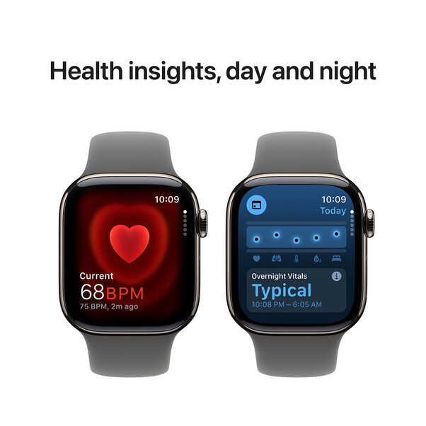 Sie sehen das Produktbild 09 von Apple Watch Series 10 GPS + Cellular, Titan natur, 42mm mit Sportarmband, steingrau - S/M> Apple Watch Series 10 GPS + Cellular, Titan natur, 42mm mit Sportarmband, steingrau - S/M>