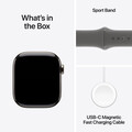 Apple Watch Series 10 GPS + Cellular, Titan natur, 42mm mit Sportarmband, steingrau - S/M>