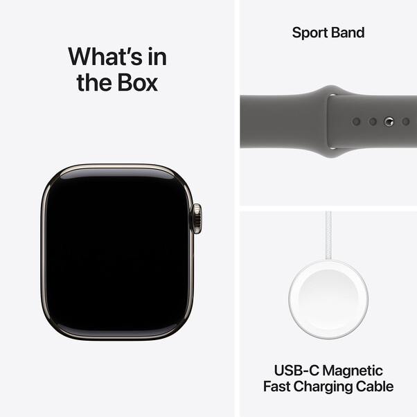 Sie sehen das Produktbild 17 von Apple Watch Series 10 GPS + Cellular, Titan natur, 42mm mit Sportarmband, steingrau - S/M> Apple Watch Series 10 GPS + Cellular, Titan natur, 42mm mit Sportarmband, steingrau - S/M>