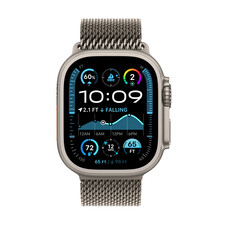Apple Watch Ultra 2 GPS + Cellular, Titan natur, 49mm mit Milanaise-Armband, Titan natur - M>