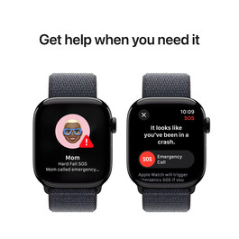 Apple Watch Series 10 GPS, Aluminium diamantschwarz, 42mm mit Sport Loop, tinte