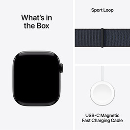 Apple Watch Series 10 GPS, Aluminium diamantschwarz, 42mm mit Sport Loop, tinte