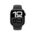 Apple Watch Series 10 GPS, Aluminium diamantschwarz, 42mm mit Sportarmband, schwarz - S/M