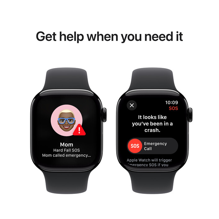 Apple Watch Series 10 GPS, Aluminium diamantschwarz, 42mm mit Sportarmband, schwarz - S/M