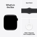 Apple Watch Series 10 GPS, Aluminium diamantschwarz, 42mm mit Sportarmband, schwarz - S/M