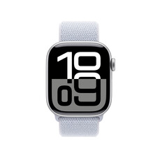 Apple Watch Series 10 GPS, Aluminium silber, 42mm mit Sport Loop, wolkenblau