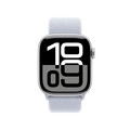 Apple Watch Series 10 GPS, Aluminium silber, 42mm mit Sport Loop, wolkenblau