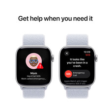 Apple Watch Series 10 GPS, Aluminium silber, 42mm mit Sport Loop, wolkenblau